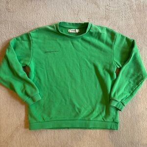 Pangaia Cropped Crewneck Pullover Sweatshirt in Green Size XXS